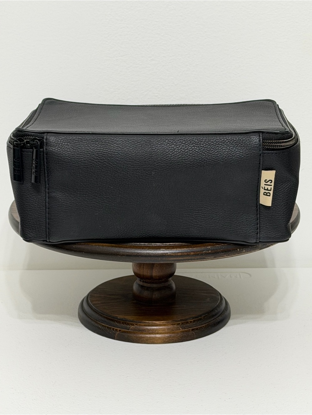 BÉIS The Cosmetic Case Black Pebbled Faux Leather Travel Makeup Bag Organizer